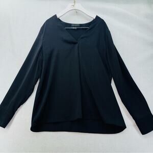 EUC Banana Republic Long Sleeve V-Neck Black Blouse size Medium